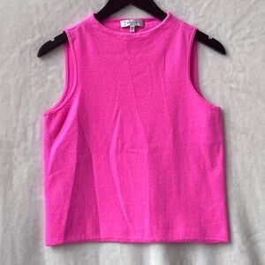Size Medium Milly Pink Sleeveless Knit Tank Top Bright Fuchsia Designer Blouse